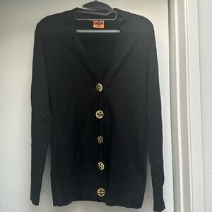 Tory Burch, black cardigan size small with gold buttons